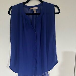 Forever 21 Royal Blue Button-Up see through Blouse
